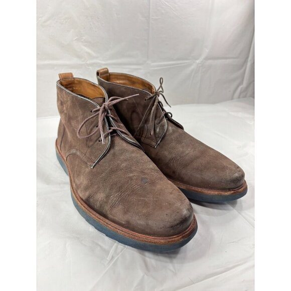 CLARKS Men's FULHAM HI BROWN NUBUCK LEATHER Chukka BOOTS SIZE10 - Picture 4 of 13